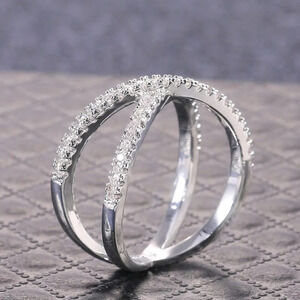 🎀 X Shape Manufactures Two Lines Cross Zircon Ring for Women, PD125